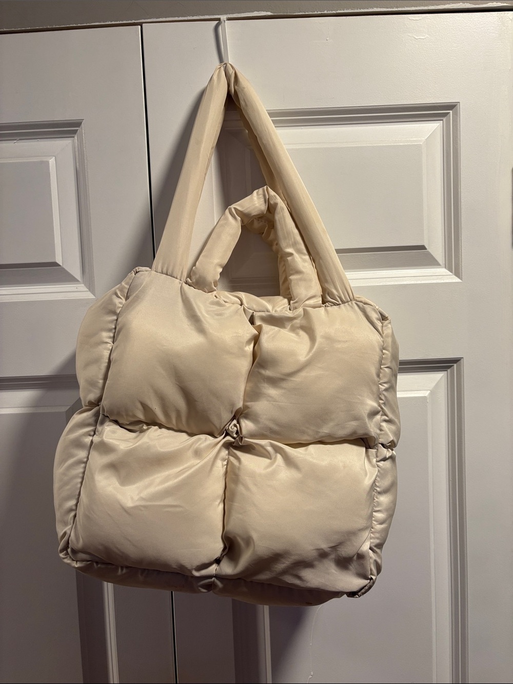 Quilted Bag Luxury Check Puffer Tote Bag